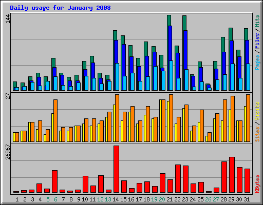 Daily usage for January 2008