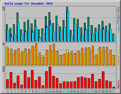 Daily usage for December 2016