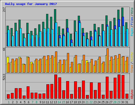 Daily usage for January 2017