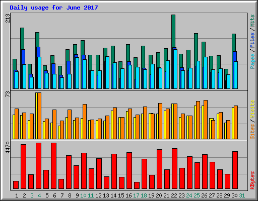 Daily usage for June 2017