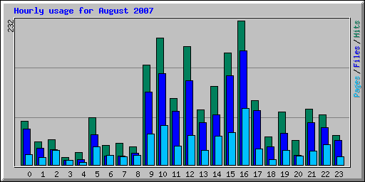 Hourly usage for August 2007