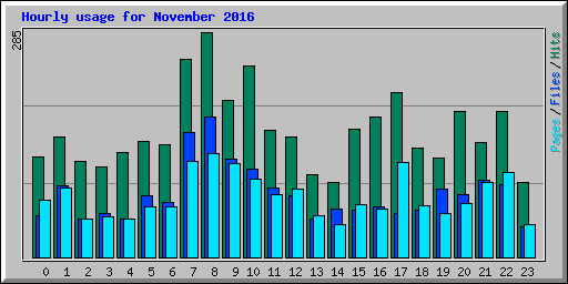 Hourly usage for November 2016